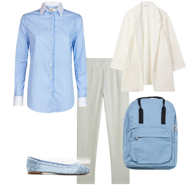 Outfit donna - Una piccola gita. per Mare. Abbinamento con ballerine, zaini, blazer, pantaloni, camicie.