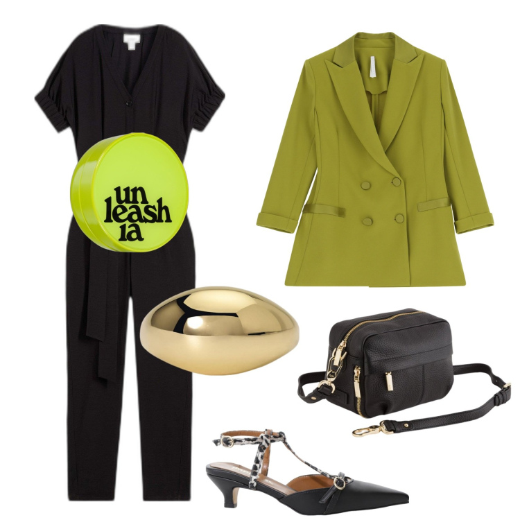 Outfit donna - Total look #2095930. Stile Chic per Ufficio. Abbinamento con tute, fondotinta, anelli, décolleté, blazer, borse a tracolla.