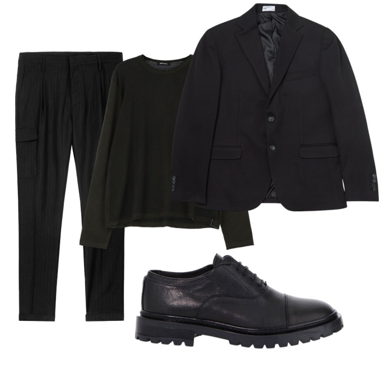 Outfit uomo - Total look #2095958. Stile Business/Elegante per Tutti i giorni. Abbinamento con giacche, scarpe stringate, maglieria, pantaloni cargo.