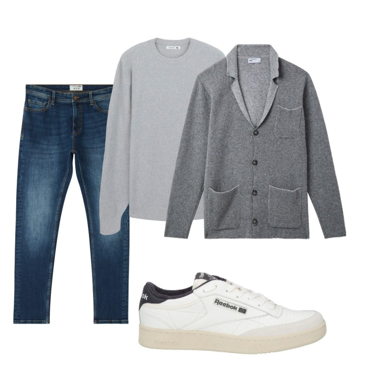 Outfit uomo - Total look #2095996. Stile Casual per Tutti i giorni. Abbinamento con sneakers, jeans skinny, maglieria, giacche.