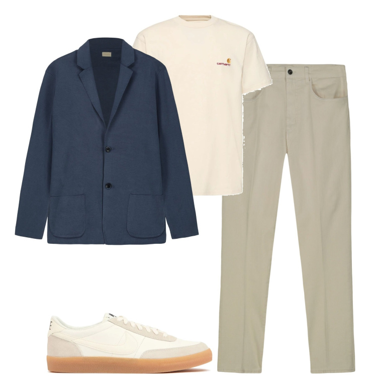 Outfit uomo - Total look #2096084. Stile Urban per Tutti i giorni. Abbinamento con pantaloni, cardigans, sneakers, t-shirt.