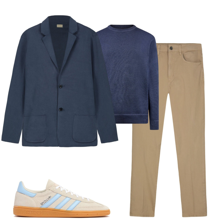 Outfit uomo - Doppelganger. Stile Urban per Tutti i giorni. Abbinamento con cardigans, pantaloni, maglieria, sneakers.