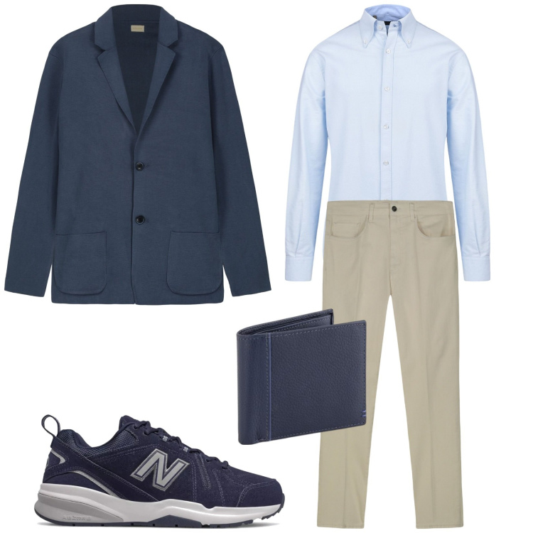 Outfit uomo - Colazione insieme. Stile Trendy per Tutti i giorni. Abbinamento con sneakers, pantaloni, cardigans, camicie, portafogli.