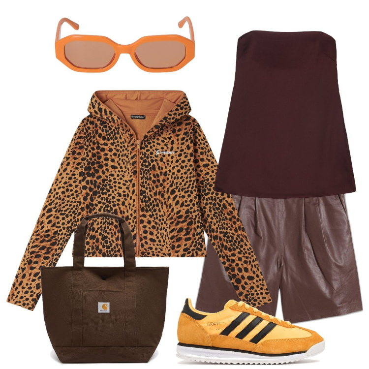 Outfit donna - Mia figlia Dany…. Stile Casual chic per Scuola/Università. Abbinamento con shorts, felpe con cappuccio, top, sneakers, occhiali da sole, borse tote.