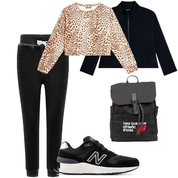 Outfit donna - A spasso per la città. Stile Trendy per Tutti i giorni. Abbinamento con zaini, sneakers, felpe, felpe sportive, pantaloni.