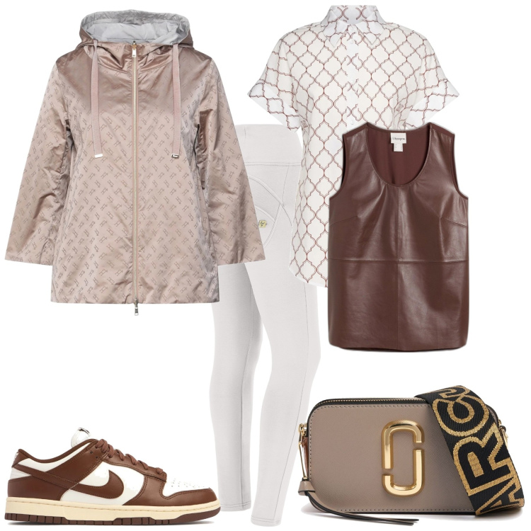 Outfit donna - Total look #2096253. Stile Sporty chic per Tutti i giorni. Abbinamento con canottiere, blazer, pantaloni skinny, camicie, borse a spalla, sneakers.