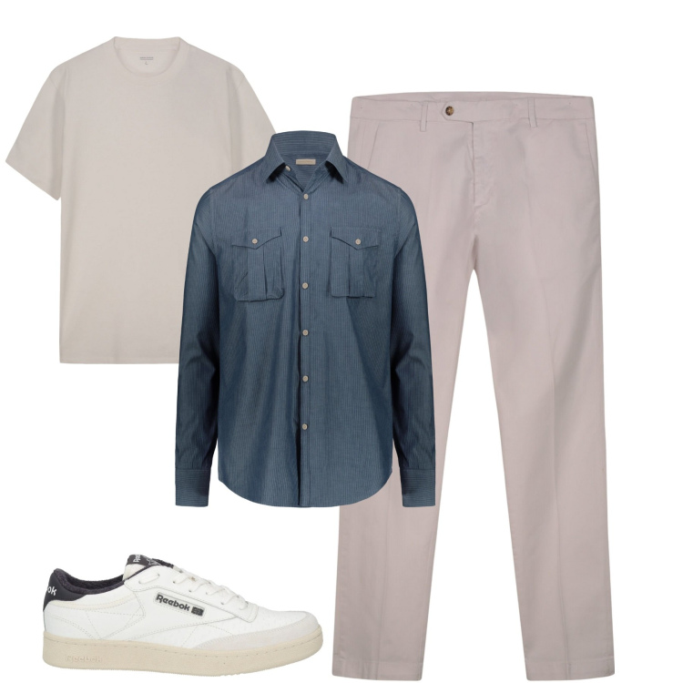 Outfit uomo - Aprile casual doppelganger. Stile Casual per Tutti i giorni. Abbinamento con sneakers, camicie, pantaloni chino, t-shirt.