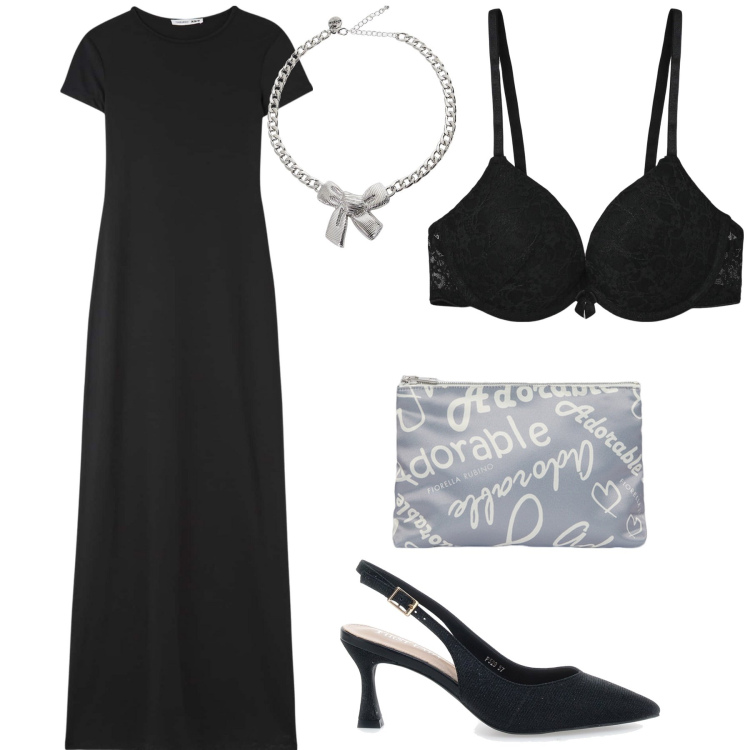 Outfit donna - Adorabile collana. Stile Glamour per Serata fuori. Abbinamento con vestiti lunghi, reggiseni push-up, collane, décolleté, pochette.