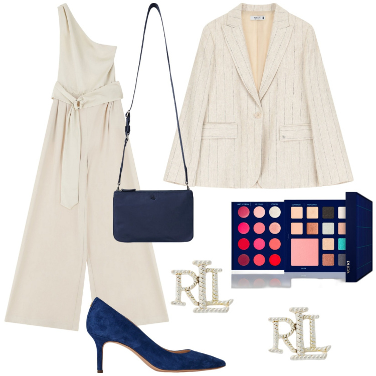 Outfit donna - Total look #2096785. Stile Chic per Cerimonia. Abbinamento con terre, blazer, tute, orecchini, décolleté, borse a tracolla.