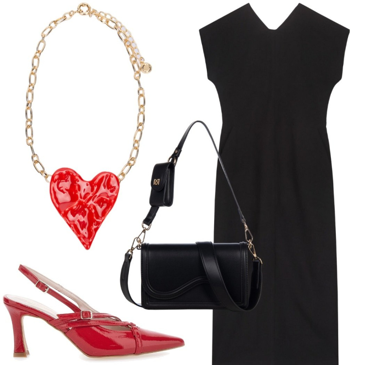 Outfit donna - Una collana accentratrice. Stile Glamour per Serata fuori. Abbinamento con pochette, décolleté, ciondoli, vestiti lunghi.