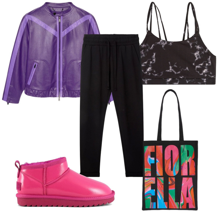 Outfit donna - Bantoa Mid Season Sale: in viola. Stile Trendy per Tutti i giorni. Abbinamento con pantaloni, canottiere, borse tote, stivali, blazer.