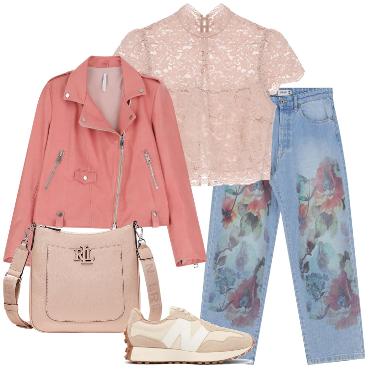 Outfit donna - Total look #2096851. Stile Casual per Tutti i giorni. Abbinamento con sneakers, giacche, top, jeans dritti, borse a tracolla.