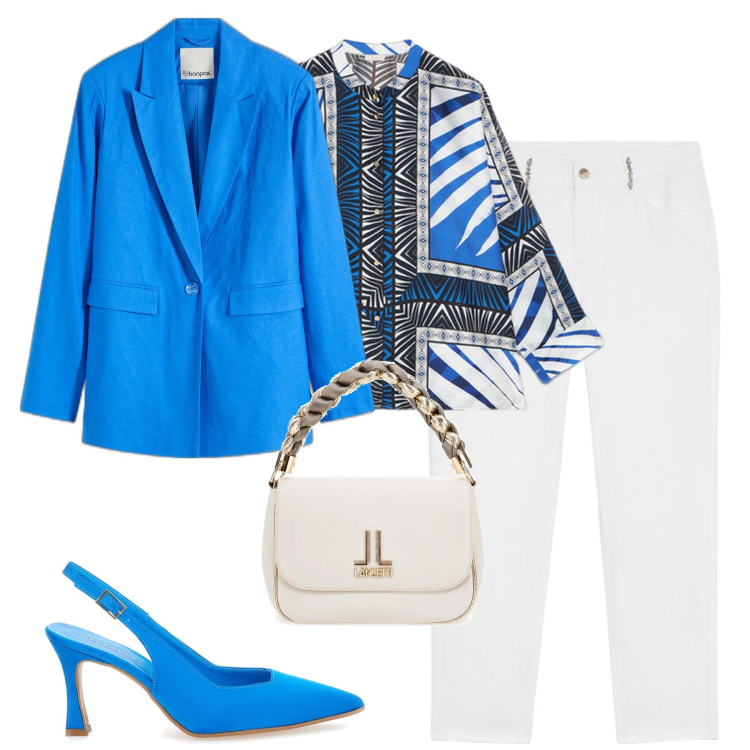 Outfit donna - City. Stile Urban per Tutti i giorni. Abbinamento con blazer, décolleté, borse a tracolla, pantaloni, camicie.