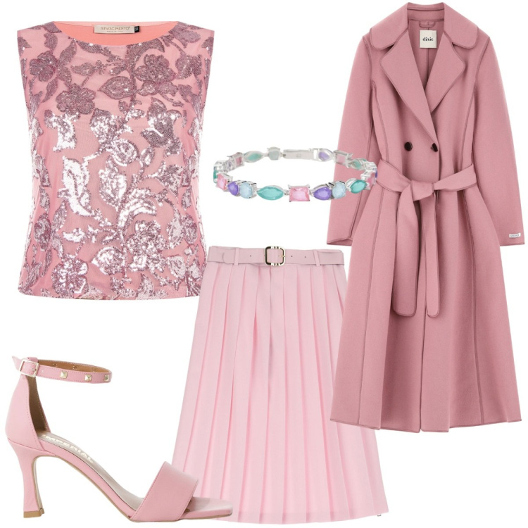 Outfit donna - E...pronta per una serata. Abbinamento con gonne longuette, sandali col tacco, cappotti, braccialetti, top.
