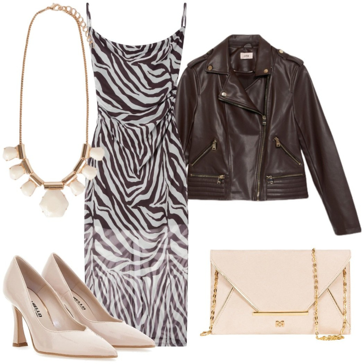 Outfit donna - Outfit evento in città. Stile Etnico per Cerimonia. Abbinamento con vestiti lunghi, pochette, décolleté, blazer, collane.