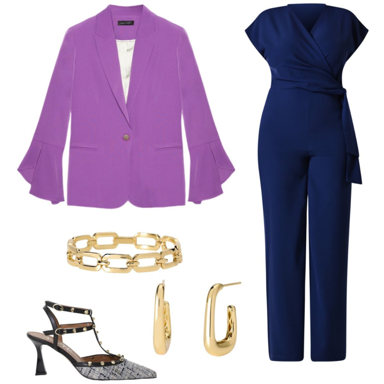 Outfit donna - Total look #2097161. Stile Chic per Cerimonia. Abbinamento con braccialetti, orecchini, tute, décolleté, blazer.