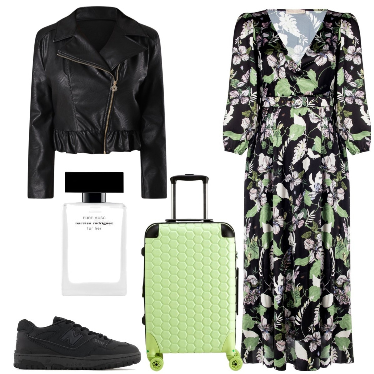 Outfit donna - Total look #2097199. Stile Casual chic per Tutti i giorni. Abbinamento con profumi, sneakers, giacche, vestiti, valigie.