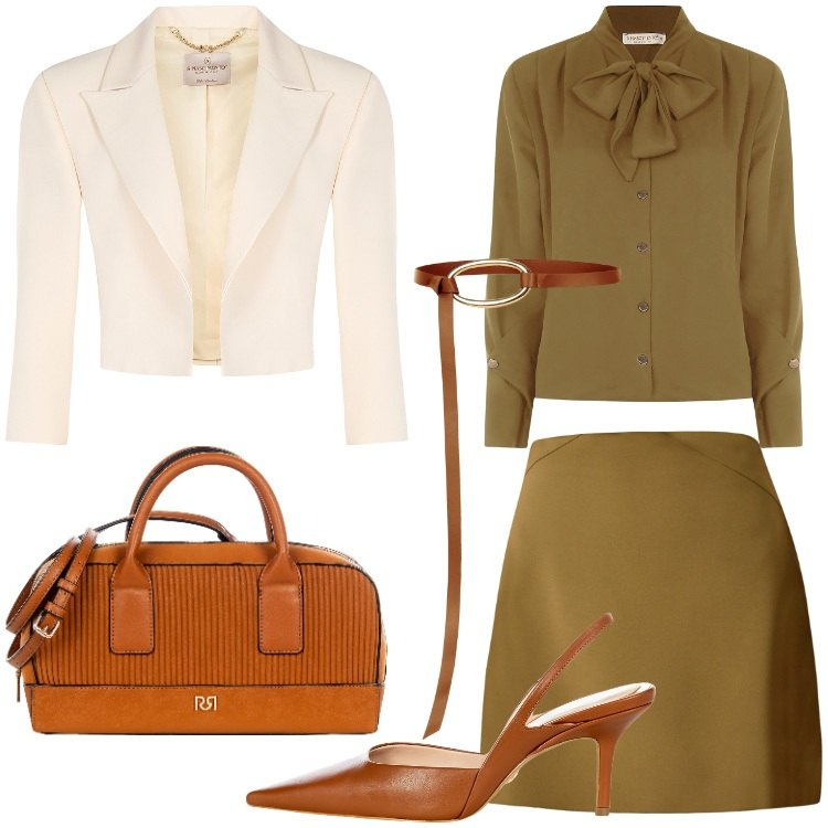 Outfit donna - Rinascimento occasione speciale. Stile Bon Ton per Serata fuori. Abbinamento con minigonne, borse a mano, cinture, décolleté, bluse, bolero.