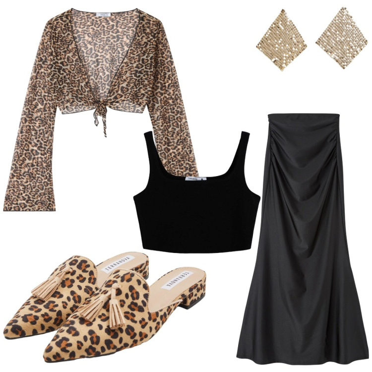 Outfit donna - Total look #2097205. Abbinamento con gonne lunghe, sabot, reggiseni, orecchini, bolero.