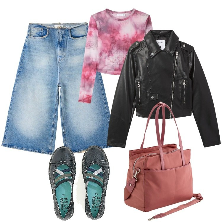 Outfit donna - Ballerine in versione rock. Stile Rock per Tutti i giorni. Abbinamento con t-shirt, jeans, giacche, ballerine, borse a mano.