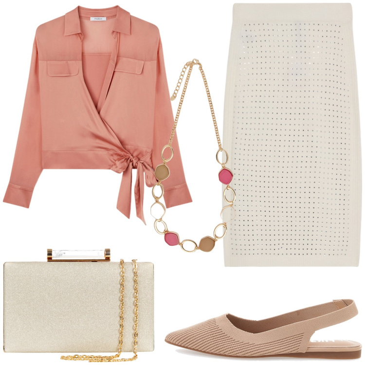 Outfit donna - Longuette e chanel. Stile Casual chic per Tutti i giorni. Abbinamento con clutch, collane, ballerine, camicie, gonne.