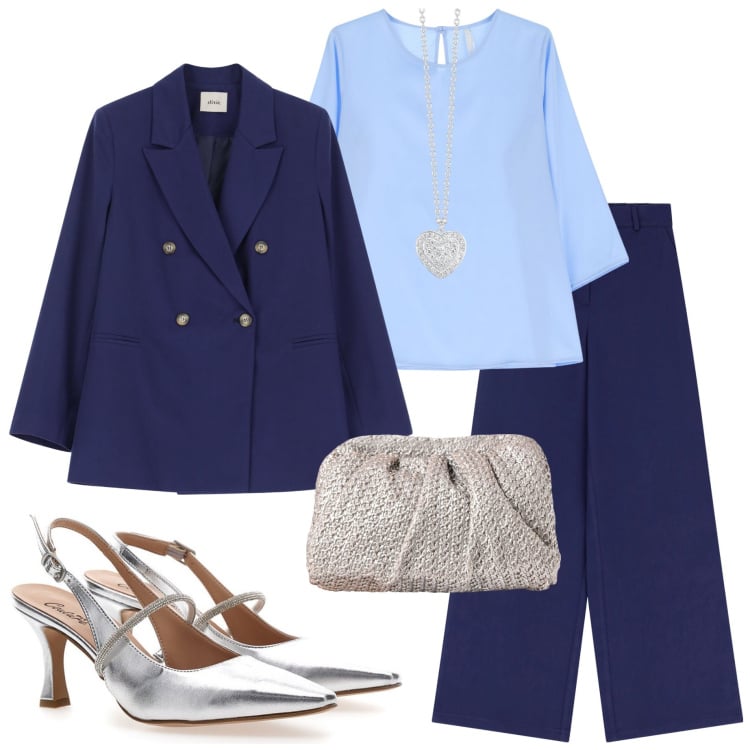Outfit donna - Tailleur sartoriali. Stile Chic per Cerimonia. Abbinamento con collane, clutch, bluse, blazer, pantaloni, décolleté.