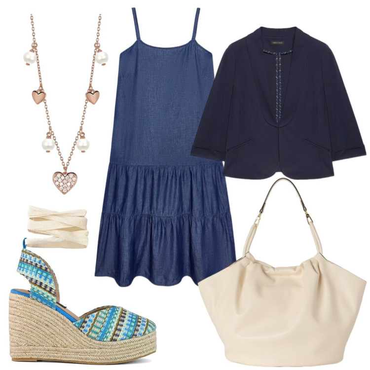 Outfit donna - Le mie irrinunciabili collane: ciondolo. Stile Romantica per Tutti i giorni. Abbinamento con collane, blazer, zeppe, vestiti lunghi, borse a secchiello.
