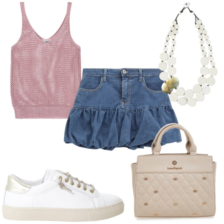 Outfit donna - Le mie irrinunciabili collane: trendy. Stile Trendy per Tutti i giorni. Abbinamento con minigonne, canottiere, sneakers, borse a mano, ciondoli.