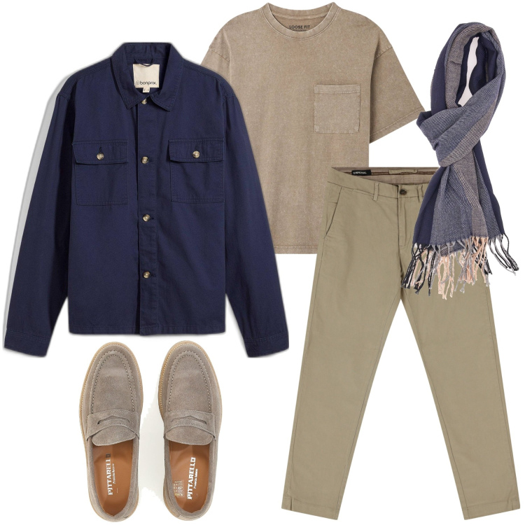 Outfit uomo - Giacche leggere. Stile Urban per Tutti i giorni. Abbinamento con giacche, t-shirt, pantaloni chino, scarpe stringate, sciarpe.