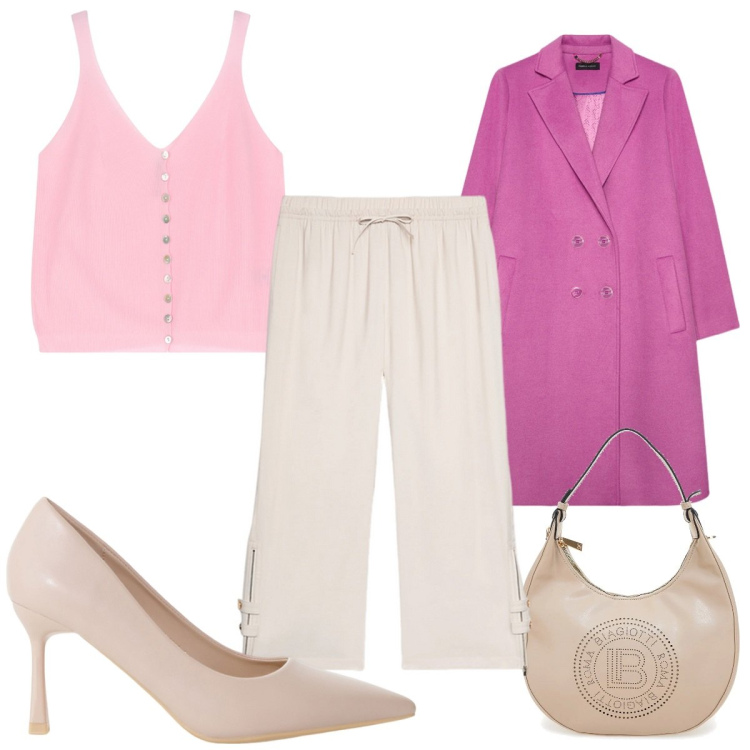 Outfit donna - Elegante tutti i giorni. Stile Chic per Tutti i giorni. Abbinamento con décolleté, top, pantaloni, borse a spalla, cappotti.