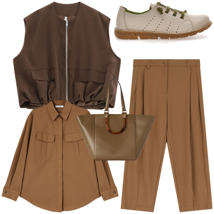 Outfit donna - Una lei lui per il lavoro. Stile Mannish per Ufficio. Abbinamento con pantaloni, blazer, scarpe stringate, shopping bag, camicie.