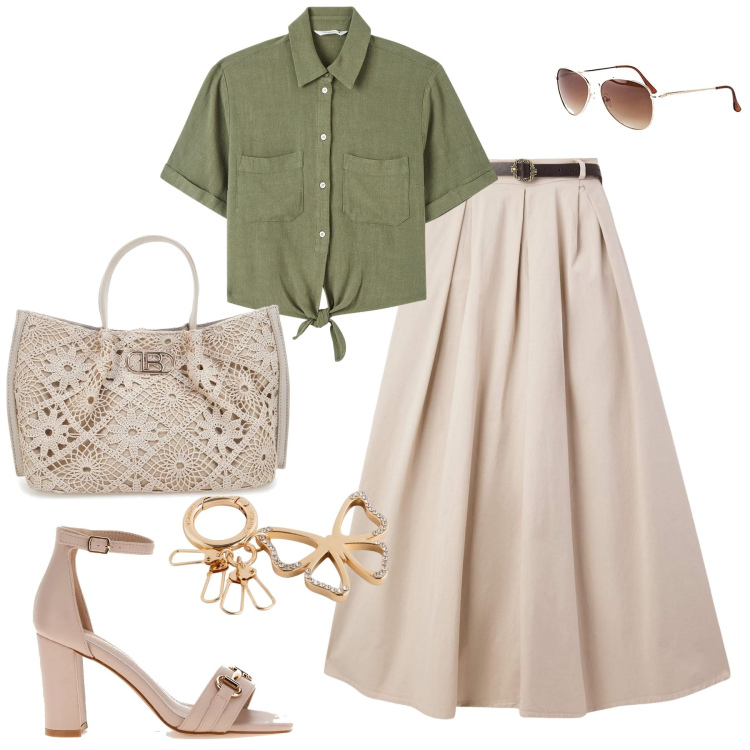 Outfit donna - I pant superwide leg. Stile Urban per Tutti i giorni. Abbinamento con occhiali da sole, camicie a manica corta, pantaloni, sandali col tacco, borse a tracolla, portachiavi.