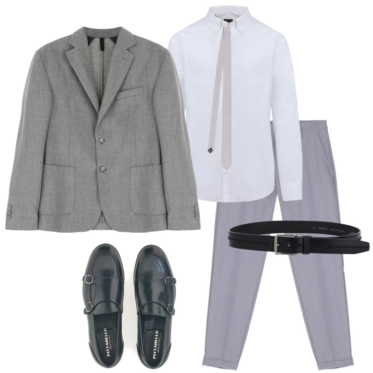 Outfit uomo - Cerimonia. Stile Business/Elegante per Cerimonia. Abbinamento con giacche, cinture, pantaloni, scarpe stringate, cravatte, camicie.