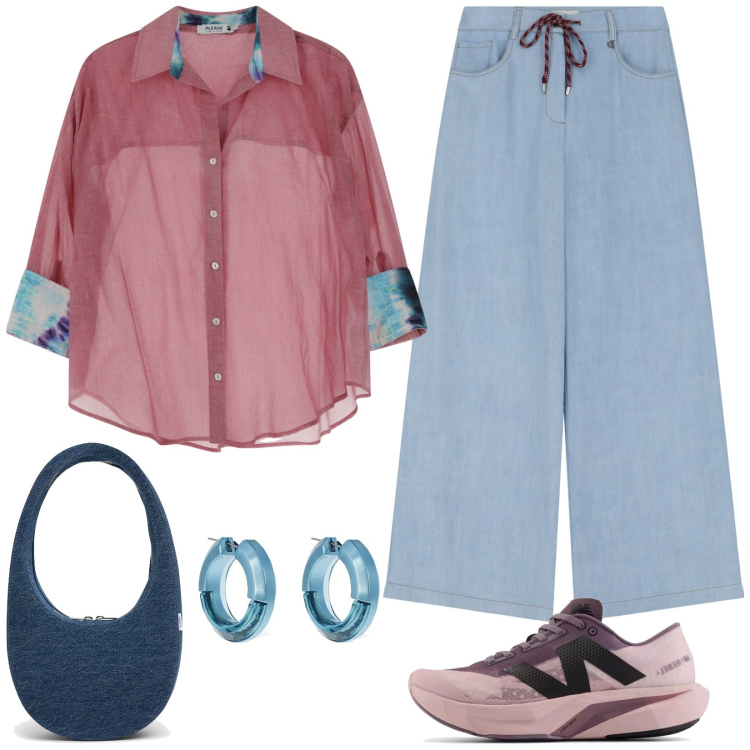 Outfit donna - Trasparenza. Stile Casual chic per Tutti i giorni. Abbinamento con sneakers, camicie, jeans, orecchini, borse a spalla.