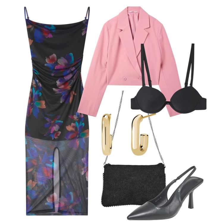 Outfit donna - Terranova - Occasioni speciali. Stile Chic per Cerimonia. Abbinamento con vestiti lunghi, blazer, reggiseni, décolleté, borse a tracolla, orecchini.