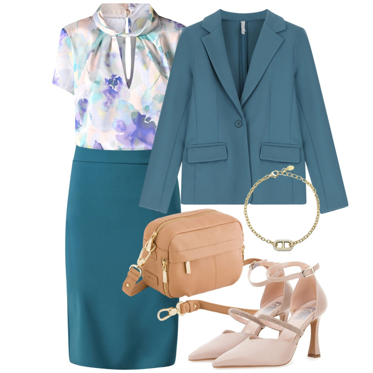 Outfit donna - Tailleur sartoriali per curve eleganti -. Stile Bon Ton per Ufficio. Abbinamento con braccialetti, gonne, bluse, blazer, décolleté, borse a tracolla.