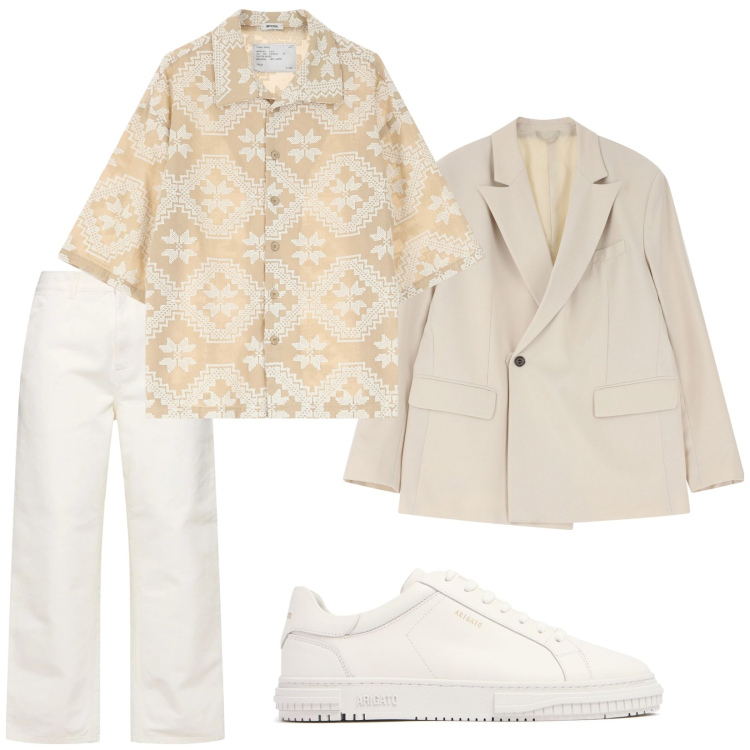 Outfit uomo - Total look #2097902. Stile Trendy per Tutti i giorni. Abbinamento con giacche, camicie a manica corta, jeans, sneakers.