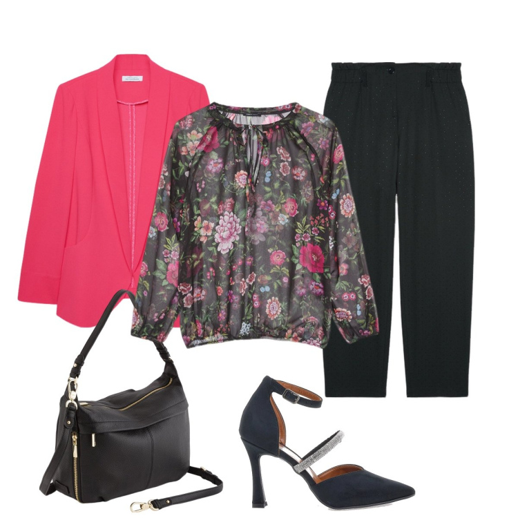 Outfit donna - Total look #2097977. Stile Chic per Tutti i giorni. Abbinamento con bluse, pantaloni, blazer, décolleté, borse a tracolla.