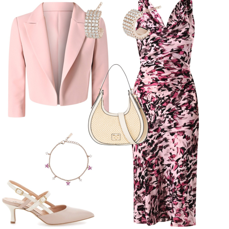Outfit donna - Cerimonia evento serata. Stile Chic per Cerimonia. Abbinamento con braccialetti, orecchini, vestiti a tubino, blazer, borse a mano, décolleté.