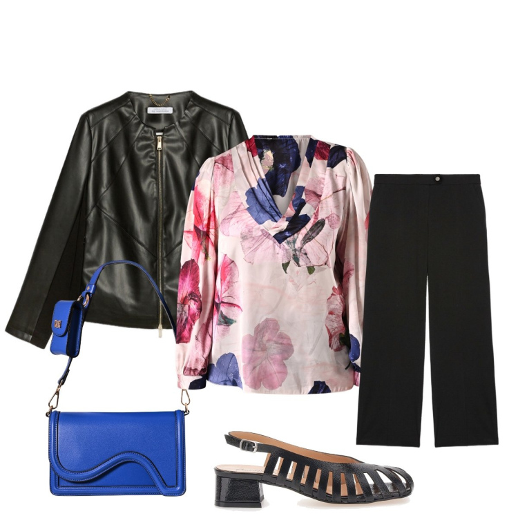 Outfit donna - Total look #2098031. Stile Bon Ton per Tutti i giorni. Abbinamento con bluse, pochette, décolleté, pantaloni a palazzo, blazer.