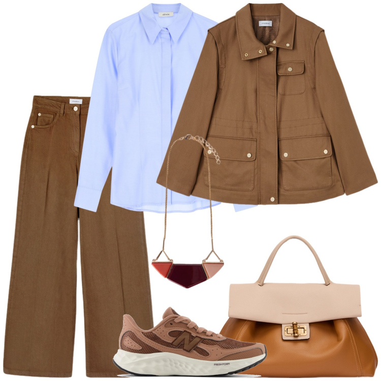 Outfit donna - La collana. Stile Mannish per Ufficio. Abbinamento con sneakers, camicie, pantaloni, parka, borse a tracolla, ciondoli.