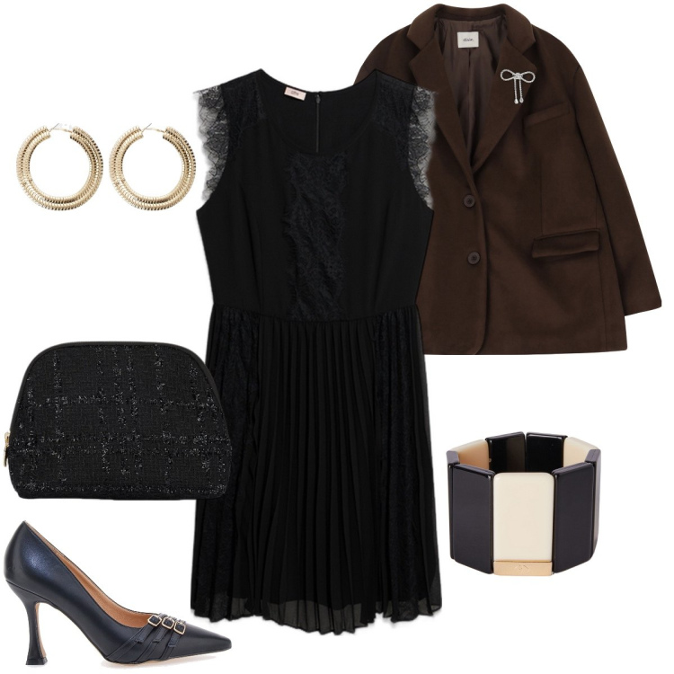 Outfit donna - Il vestito plissè. Stile Sexy per Serata fuori. Abbinamento con blazer, orecchini, décolleté, vestiti corti, braccialetti, pochette.