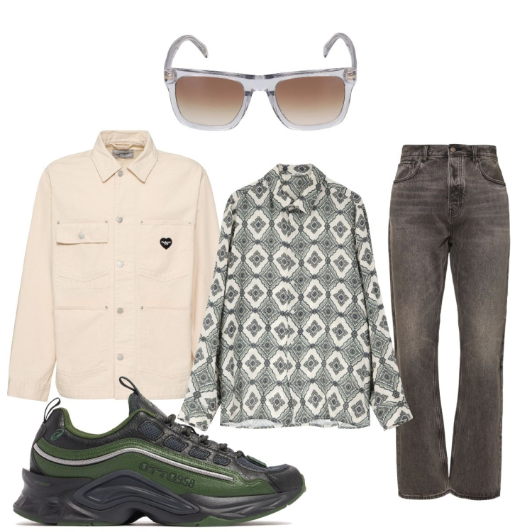 Outfit uomo - Oggi non lavoro. Stile Trendy per Tutti i giorni. Abbinamento con camicie, occhiali da sole, jeans, sneakers, giacche.