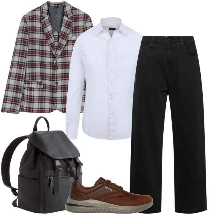Outfit uomo - In ufficio. Stile Urban per Ufficio. Abbinamento con giacche, scarpe stringate, jeans, camicie, borse sportive.