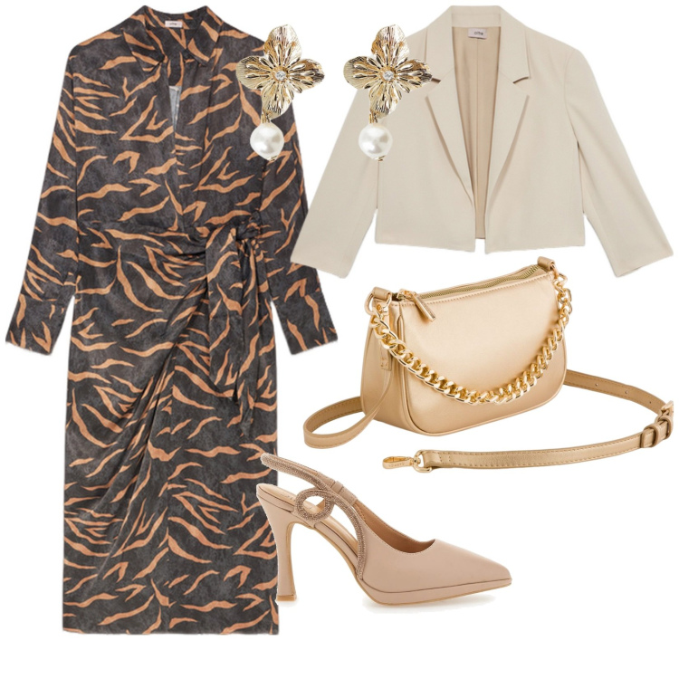 Outfit donna - Communione prima di pasqua. per Cerimonia. Abbinamento con orecchini, décolleté, vestiti midi/longuette, blazer, borse a tracolla.