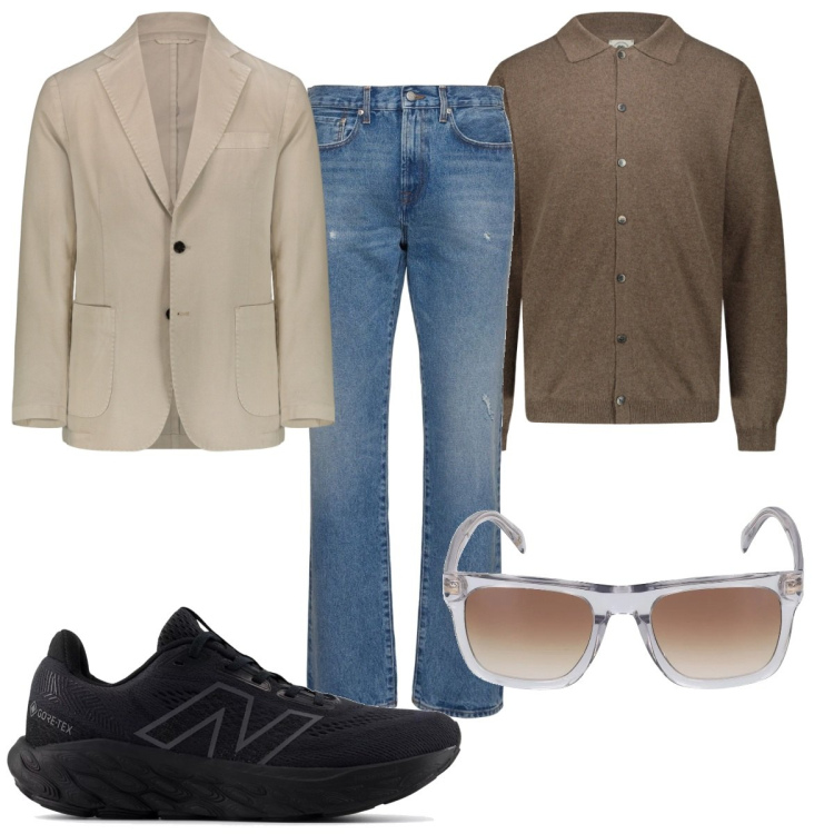 Outfit uomo - Giacche leggere trendy. Stile Trendy per Tutti i giorni. Abbinamento con sneakers, polo, giacche, occhiali da sole, jeans.