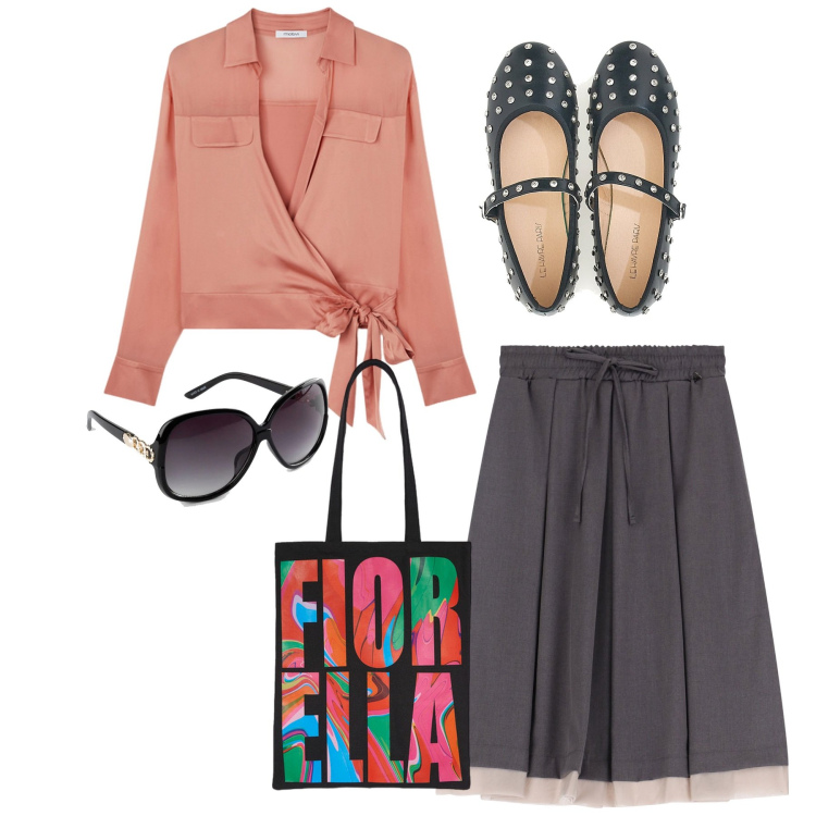 Outfit donna - Ballerine. Stile Bon Ton per Tutti i giorni. Abbinamento con occhiali da sole, gonne longuette, ballerine, borse tote, camicie.