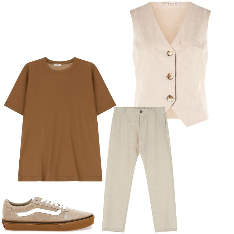 Outfit uomo - Casual con stile. Stile Casual per Serata speciale. Abbinamento con gilet, t-shirt, pantaloni, sneakers.