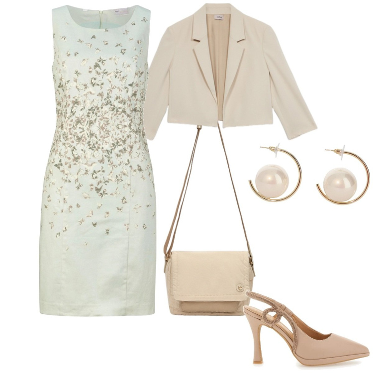 Outfit donna - Total look #2098698. Stile Chic per Cerimonia. Abbinamento con vestiti a tubino, orecchini, décolleté, blazer, borse a tracolla.