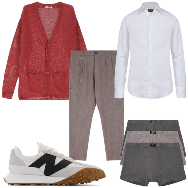 Outfit uomo - Total look #2098711. Stile Casual per Tutti i giorni. Abbinamento con boxer, sneakers, cardigans, pantaloni, camicie.
